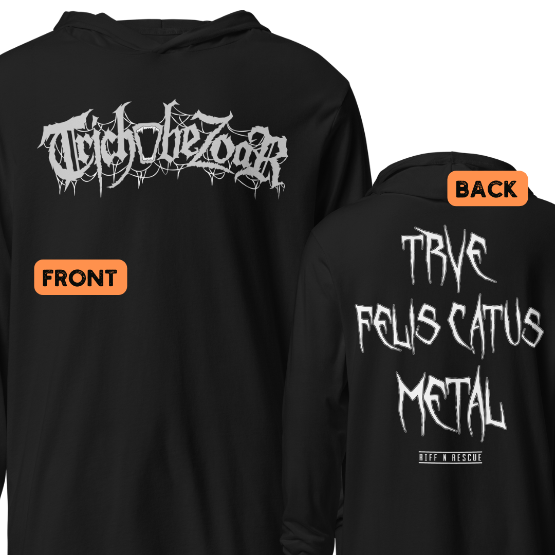 Trichobezoar AKA Hairball Hooded long-sleeve tee (Front and Back)