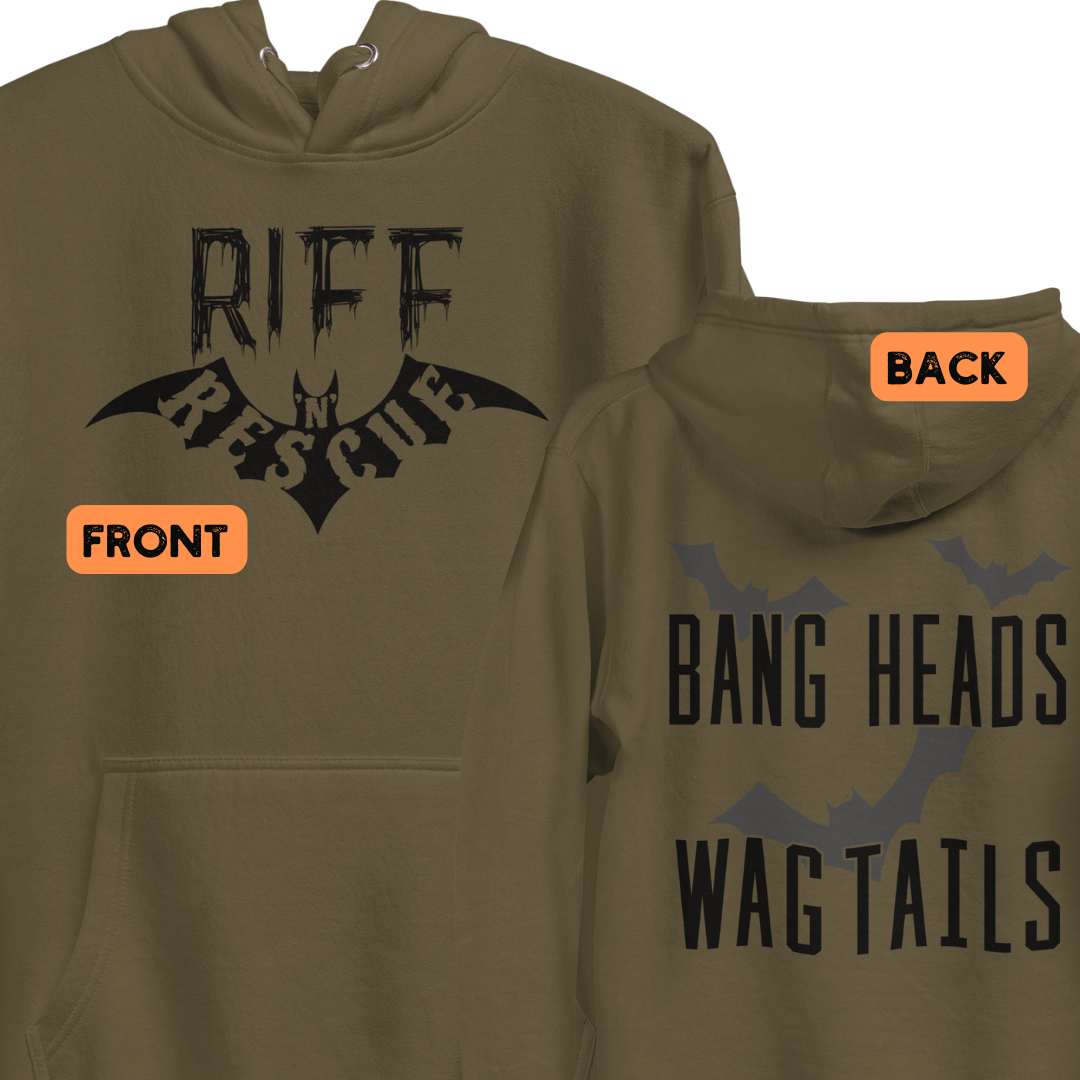Riff Bat Black Unisex Hoodie (Front and Back)