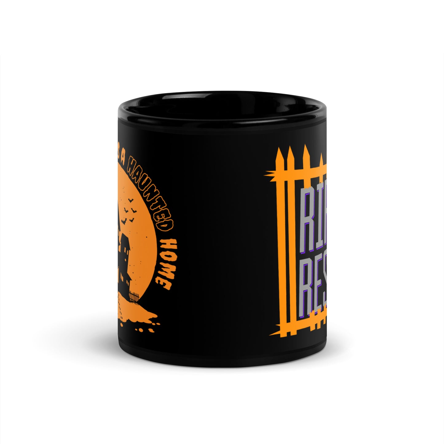 Cat Haunted Home Black Glossy Mug