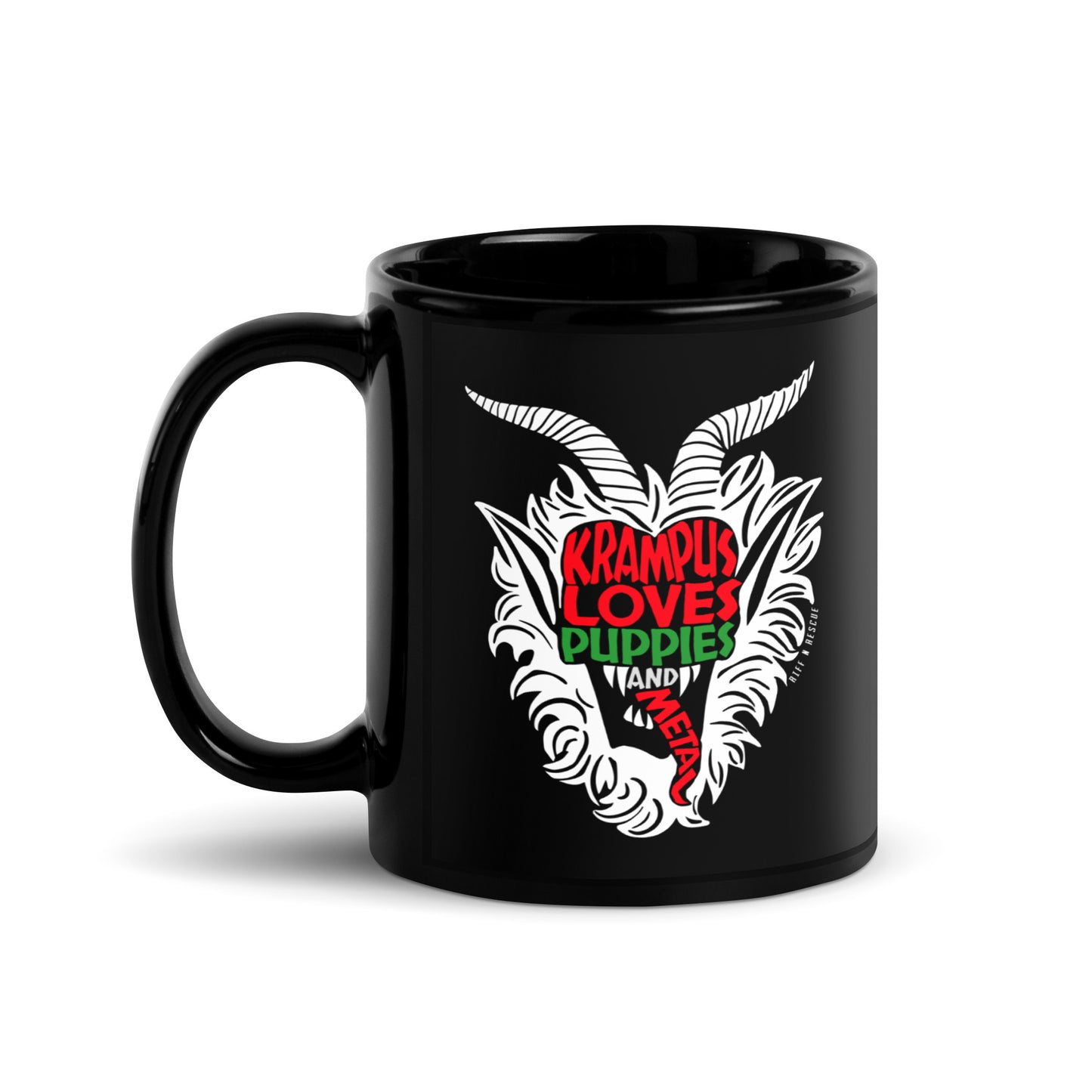 Krampus Puppies Black Glossy Mug