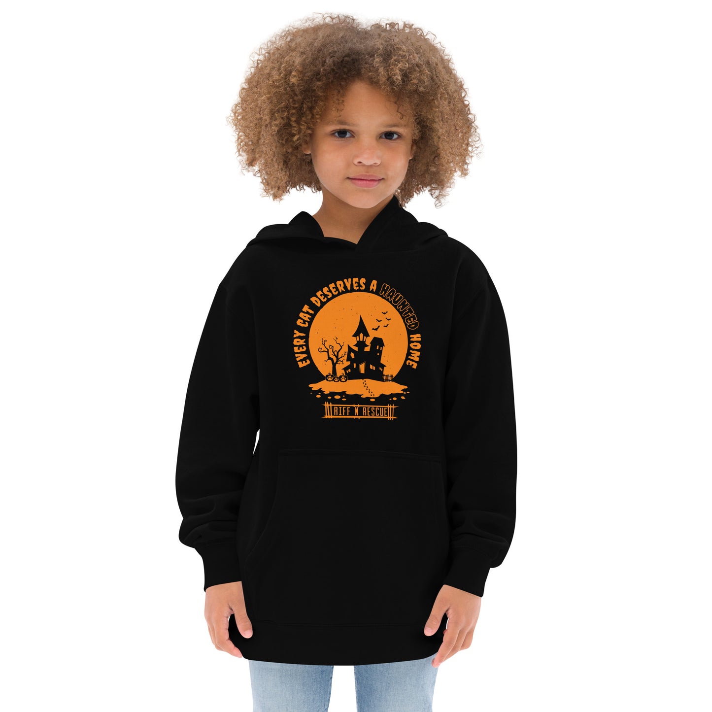 Haunted Cat Home Kids fleece hoodie