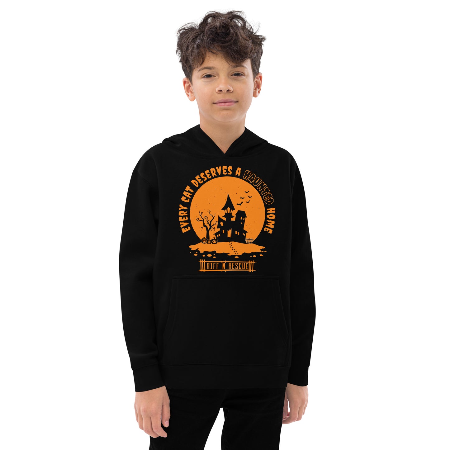 Haunted Cat Home Kids fleece hoodie