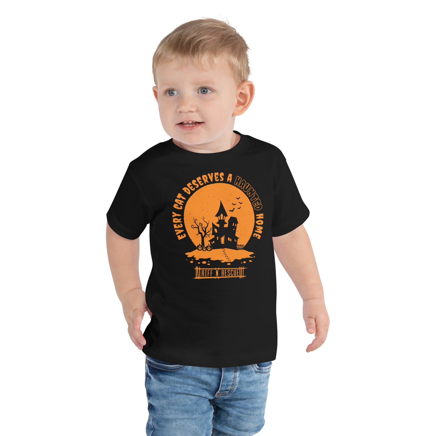 Haunted Cat Home Toddler Short Sleeve Tee