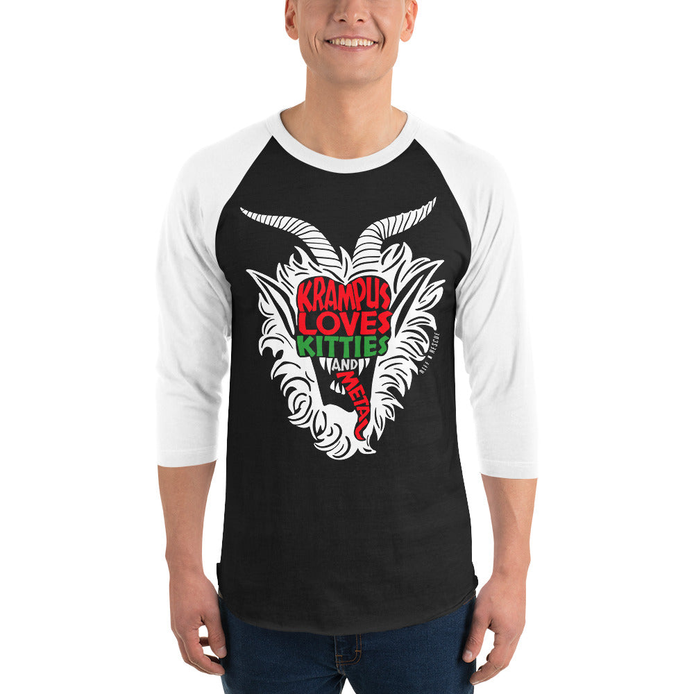 Krampus Kitties 3/4 sleeve raglan shirt