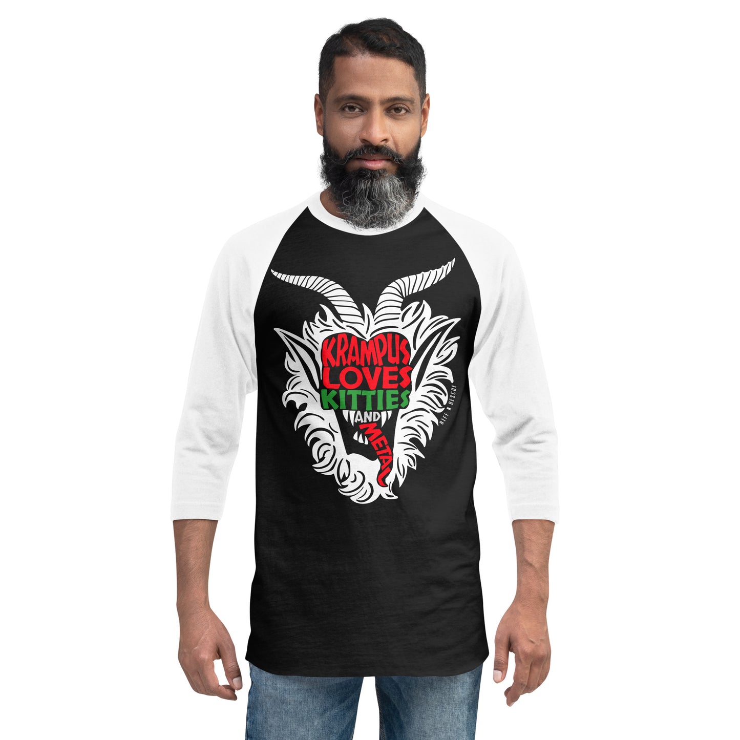 Krampus Kitties 3/4 sleeve raglan shirt