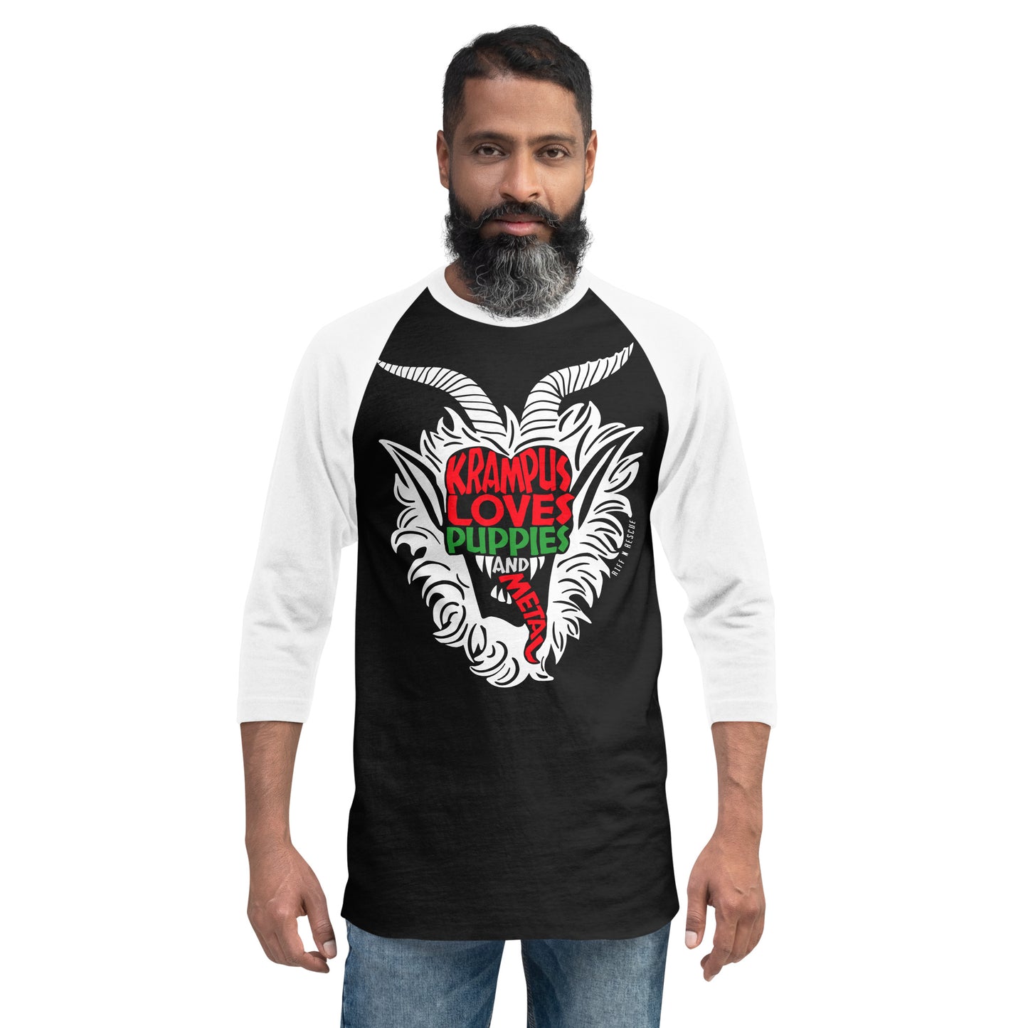 Krampus Puppies 3/4 sleeve raglan shirt