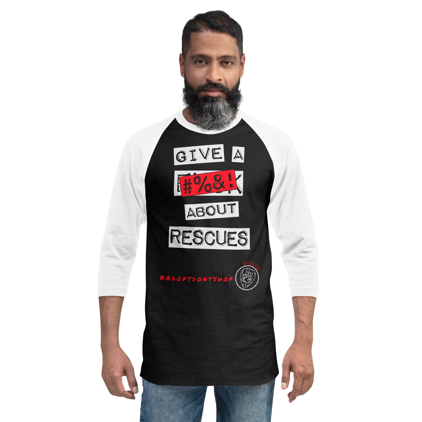 Give A #%&! About Rescues 3/4 sleeve raglan shirt