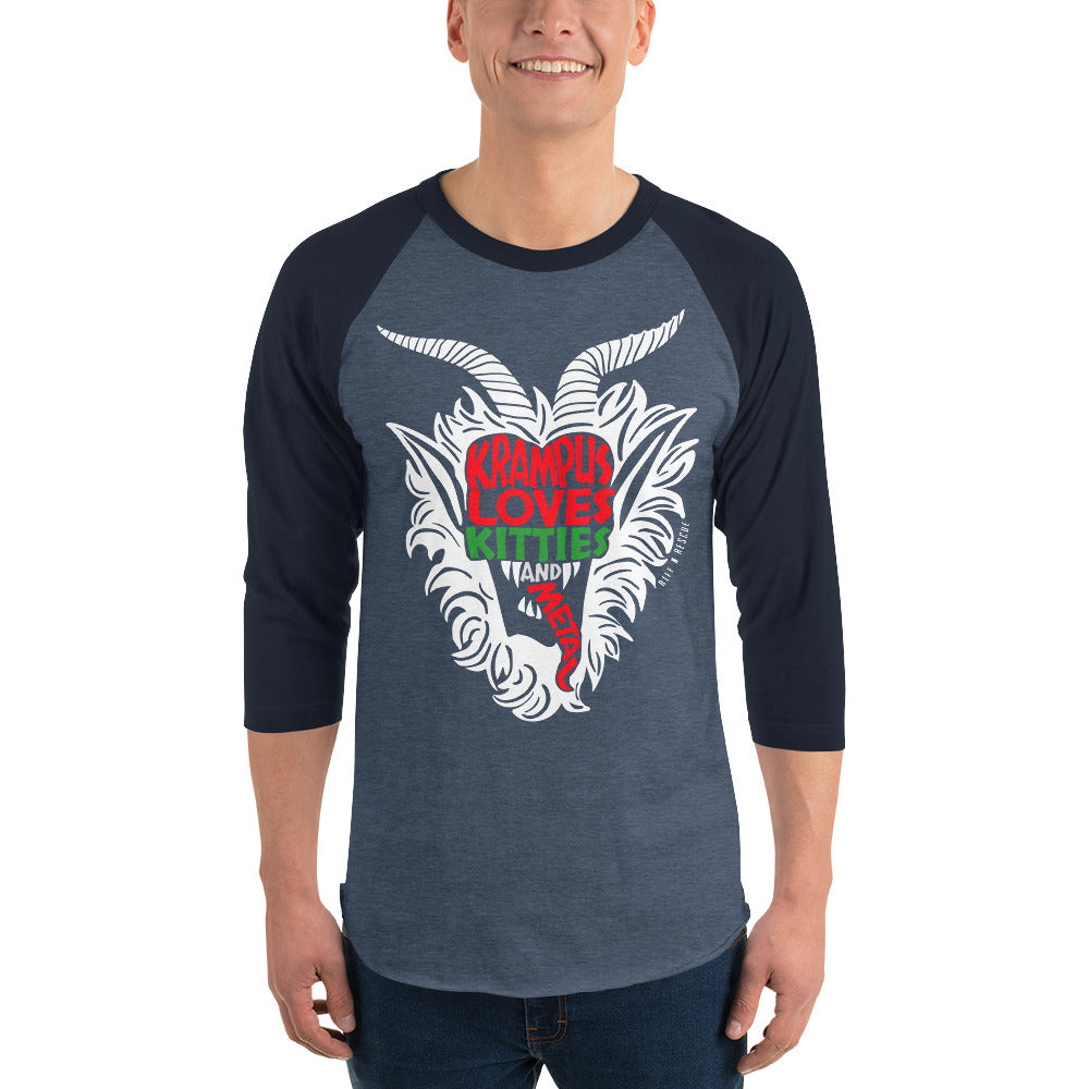 Krampus Kitties 3/4 sleeve raglan shirt