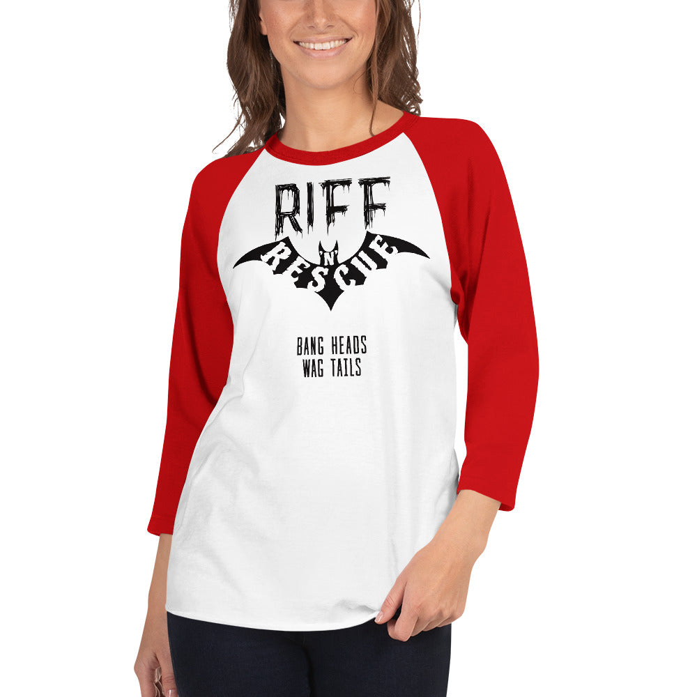 Riff Bat Black 3/4 sleeve raglan shirt