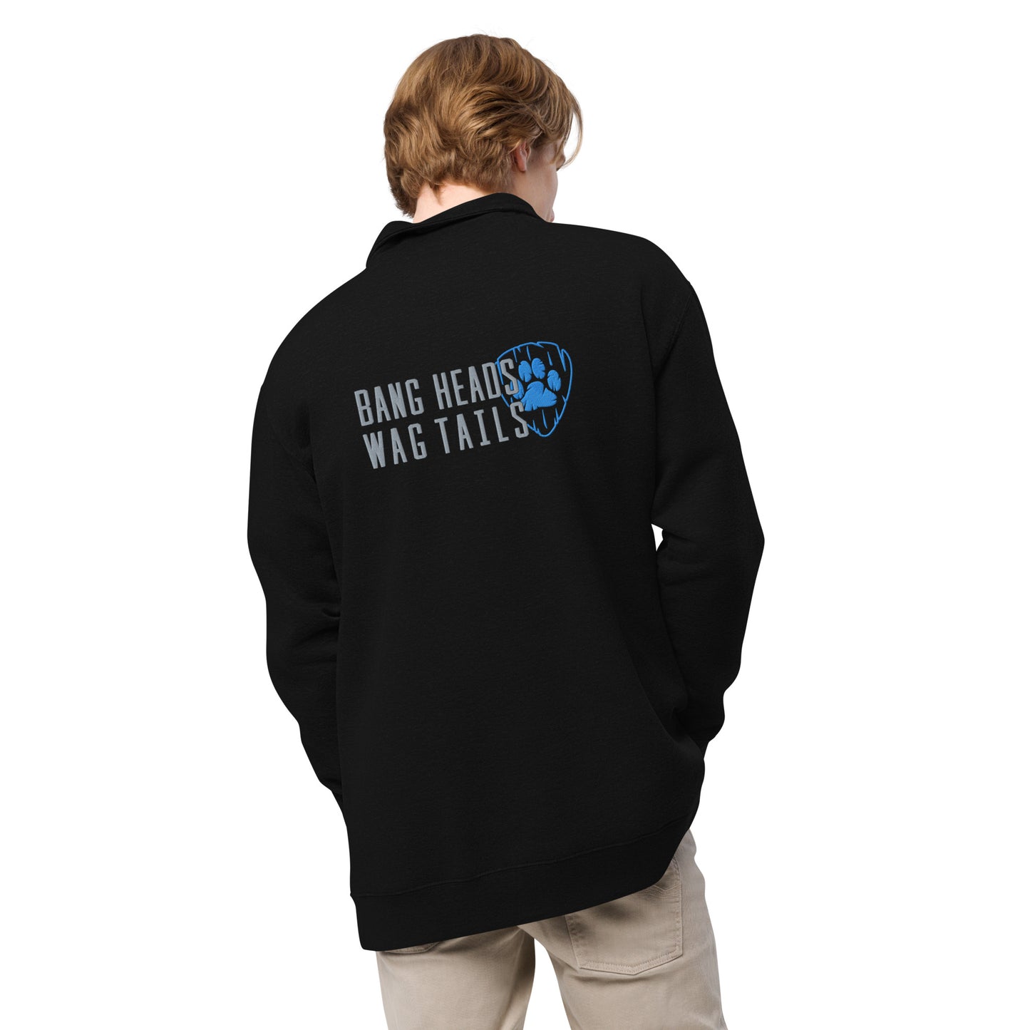 Bang Heads/Wag Tails Embroidered 1/4 Zip pullover (BLUE)