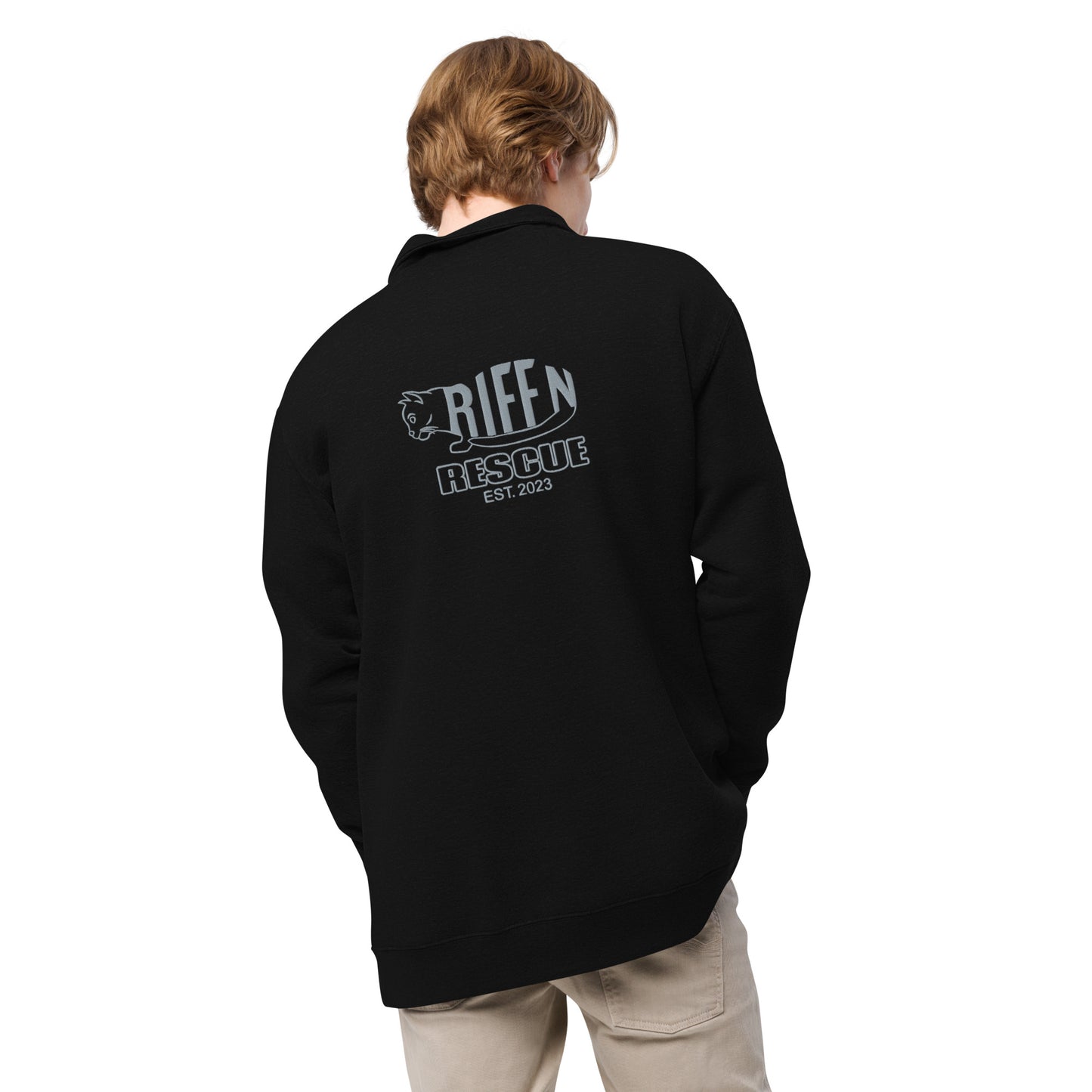 Torpedo Kitty Embroidered 1/4 Zip pullover (SILVER)