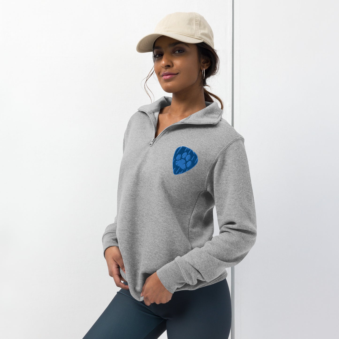 Torpedo Kitty Embroidered 1/4 Zip pullover (GRAY)