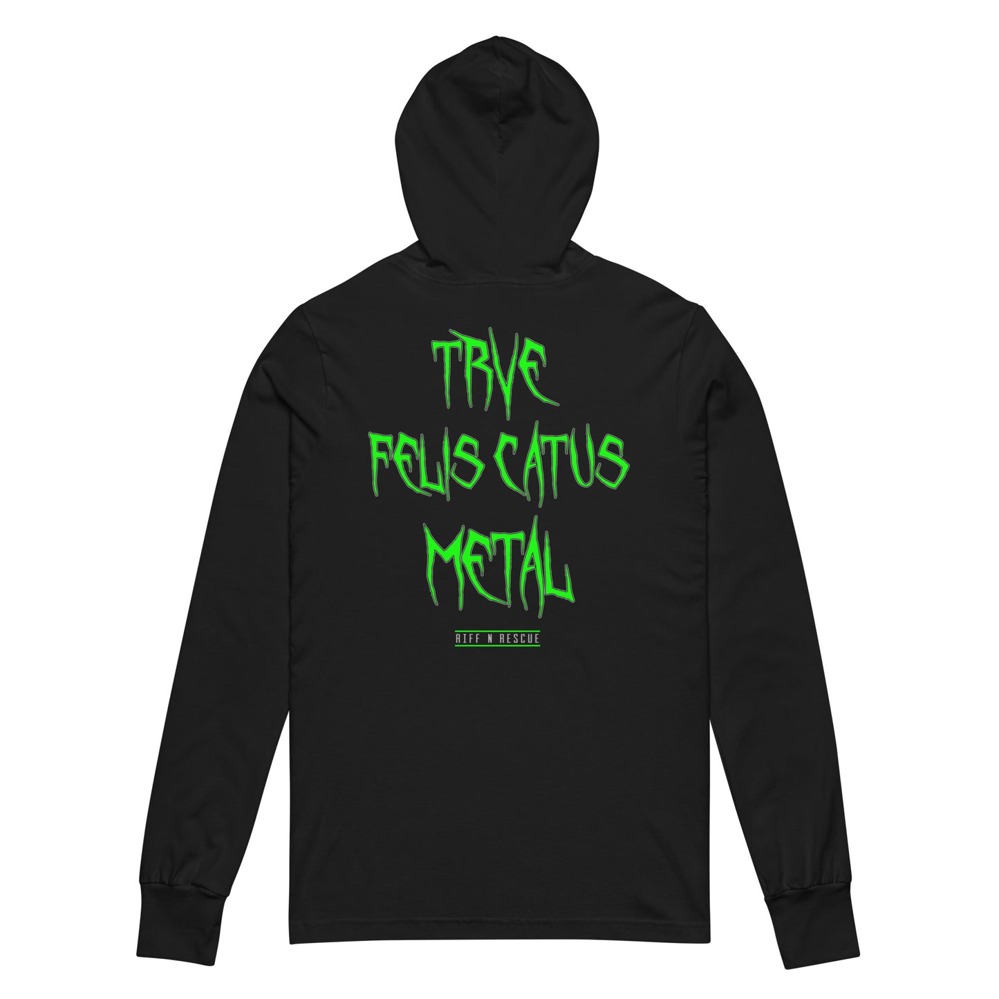 Trichobezoar AKA Hairball Green (Limited Edition Color) Hooded long-sleeve tee (Front and Back)