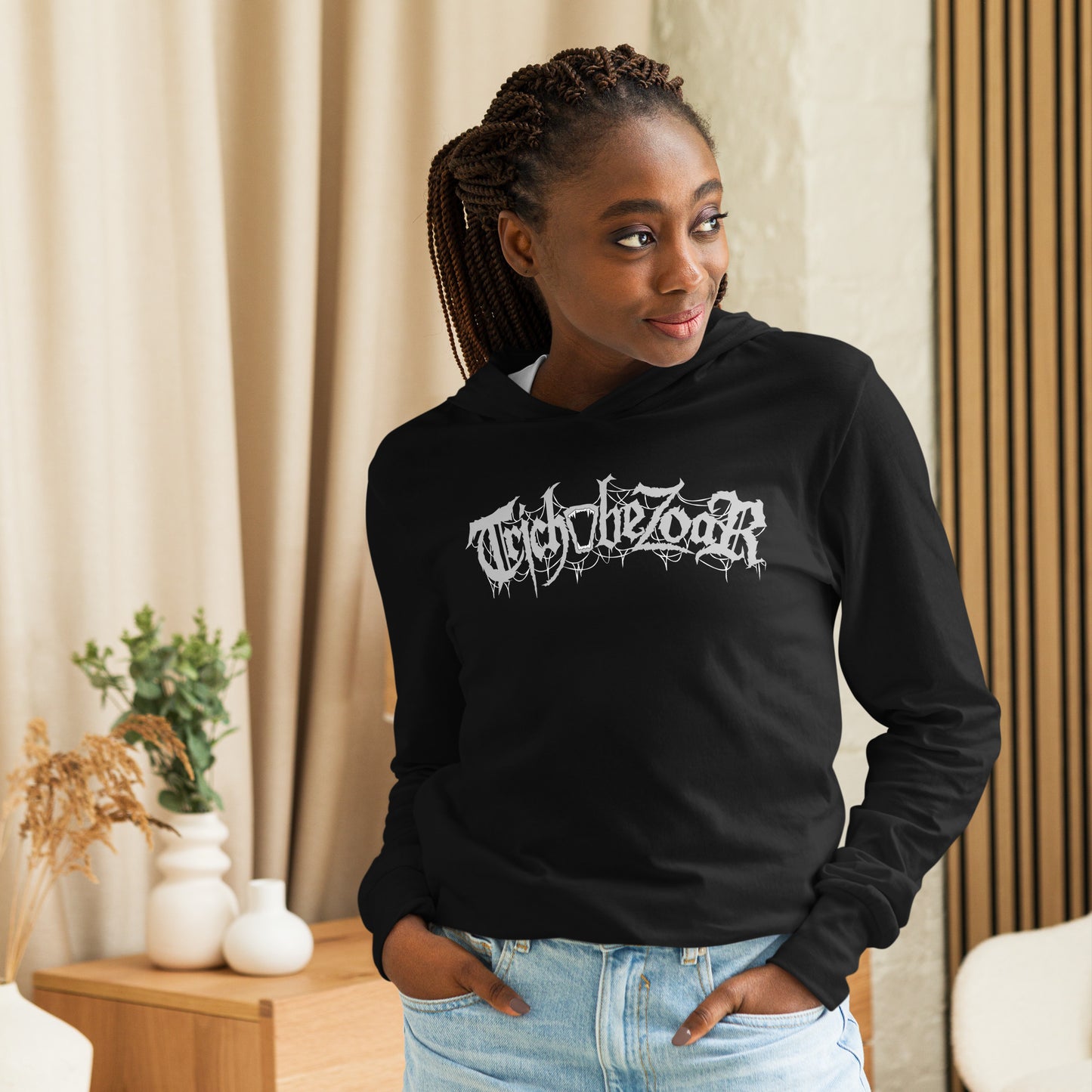 Trichobezoar AKA Hairball Hooded long-sleeve tee (Front and Back)