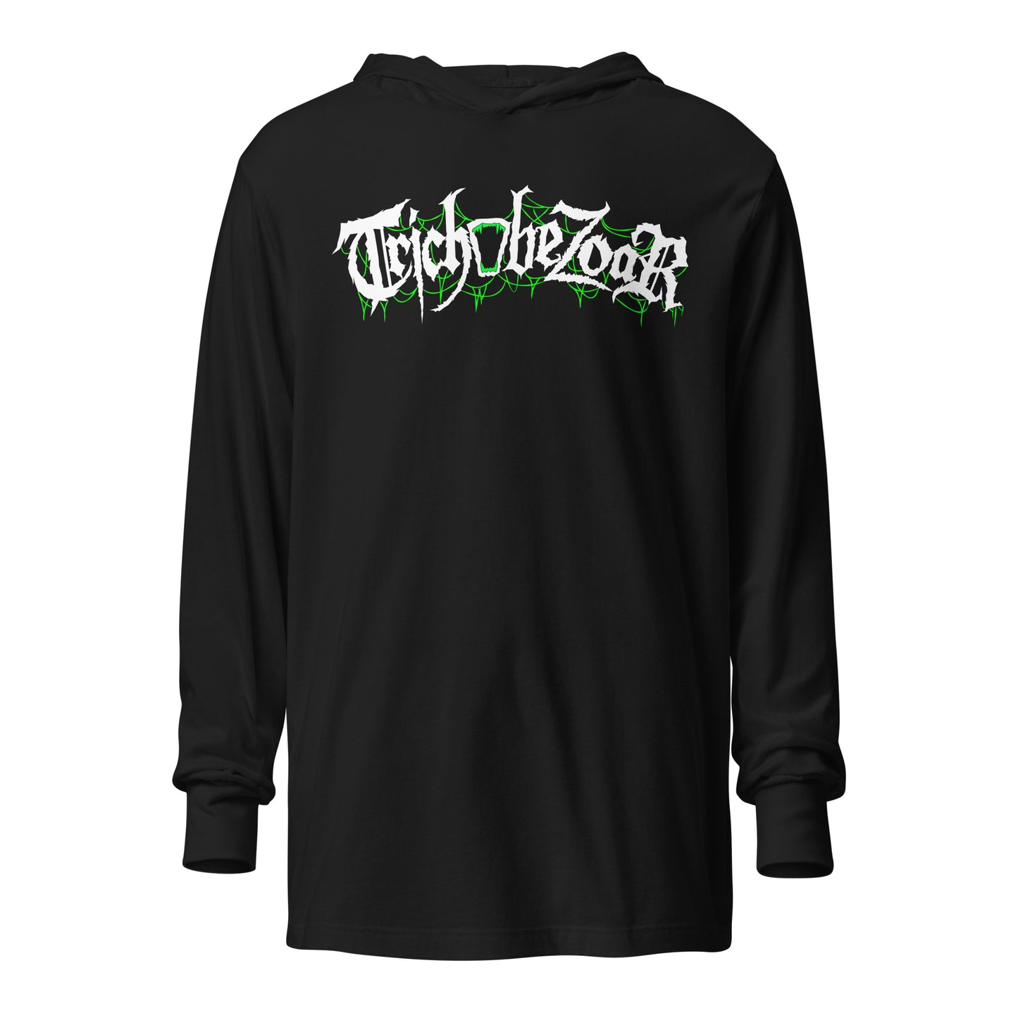 Trichobezoar AKA Hairball Green (Limited Edition Color) Hooded long-sleeve tee (Front and Back)