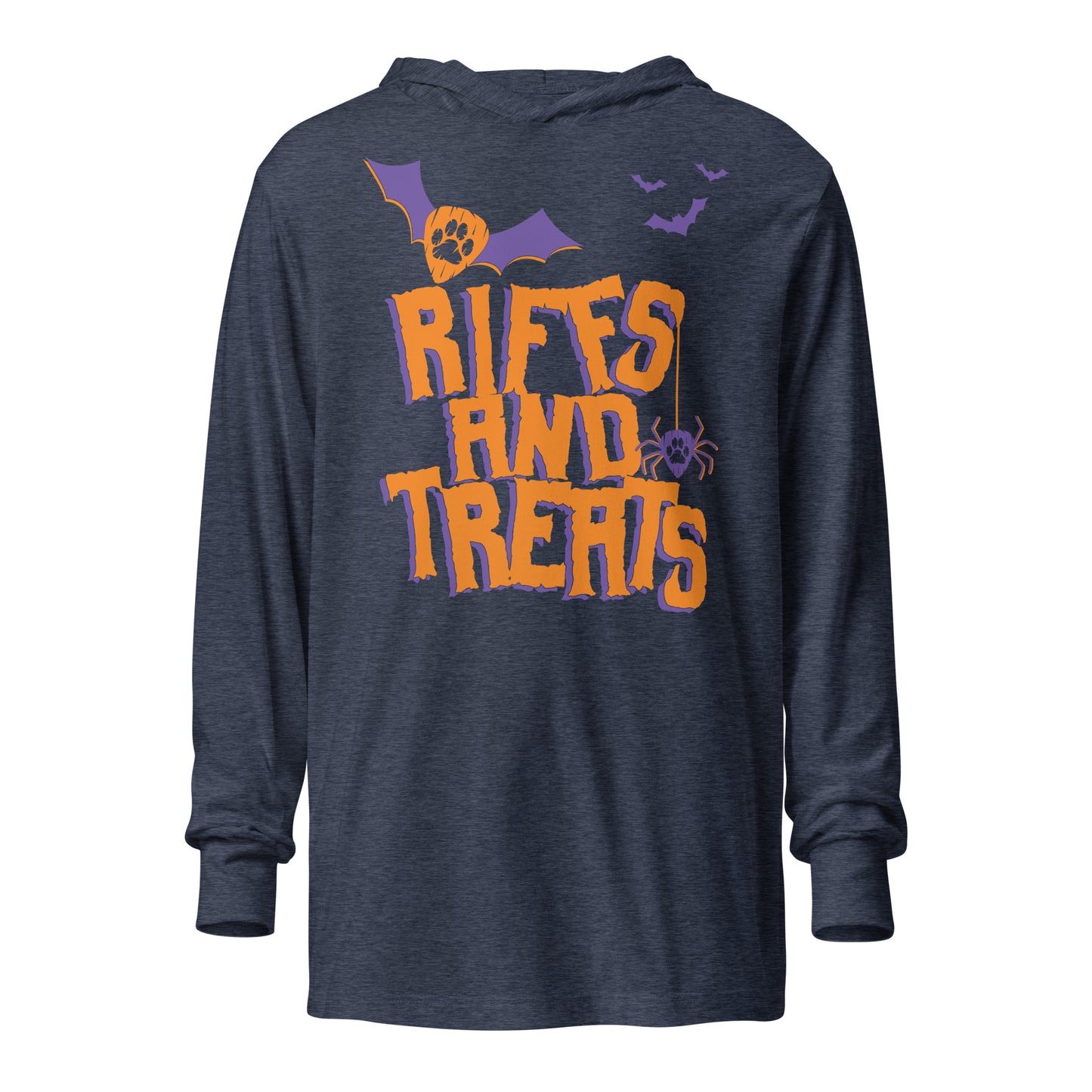 Riffs and Treats Hooded long-sleeve tee (Front and Back)