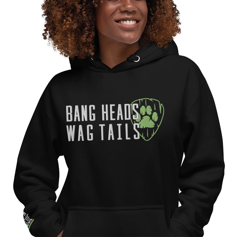 Bang Heads/Wag Tails Embroidered Unisex Hoodie (GREEN)