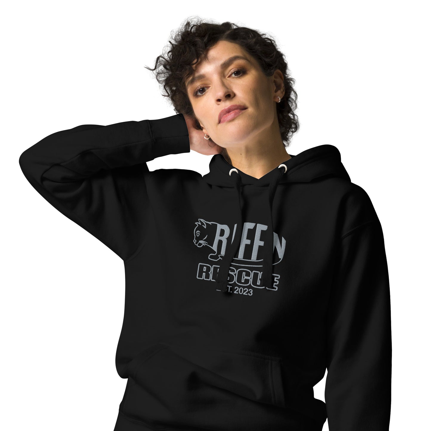 Torpedo Kitty Embroidered Unisex Hoodie (SILVER)
