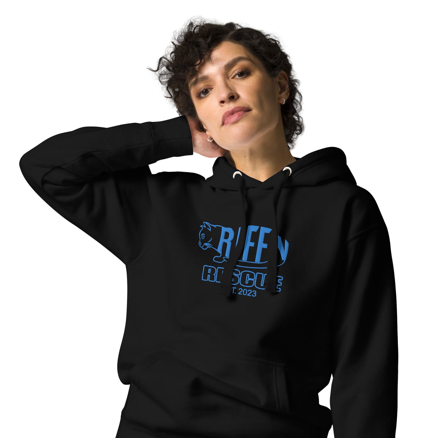 Torpedo Kitty Embroidered Unisex Hoodie (BLUE)