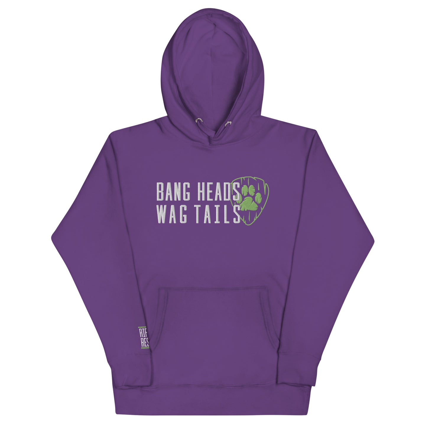 Bang Heads/Wag Tails Embroidered Unisex Hoodie (GREEN)
