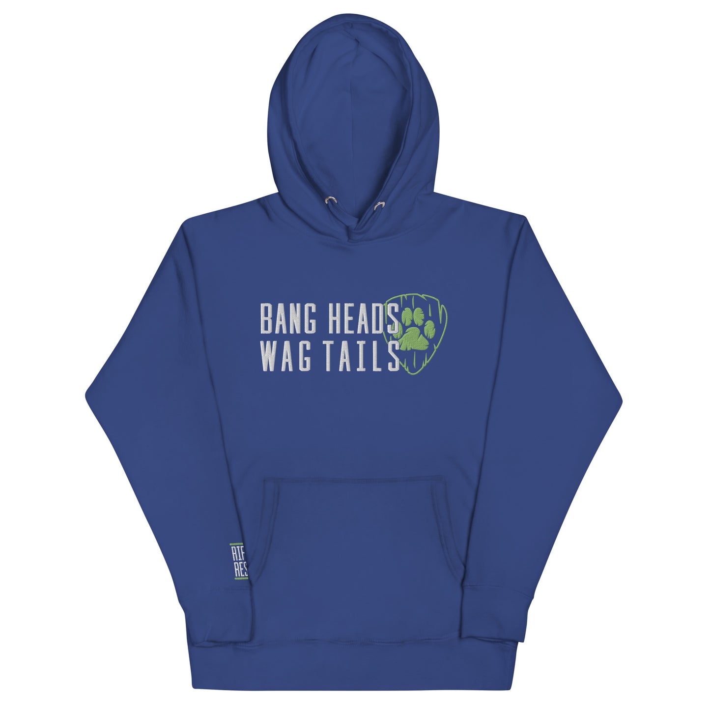 Bang Heads/Wag Tails Embroidered Unisex Hoodie (GREEN)