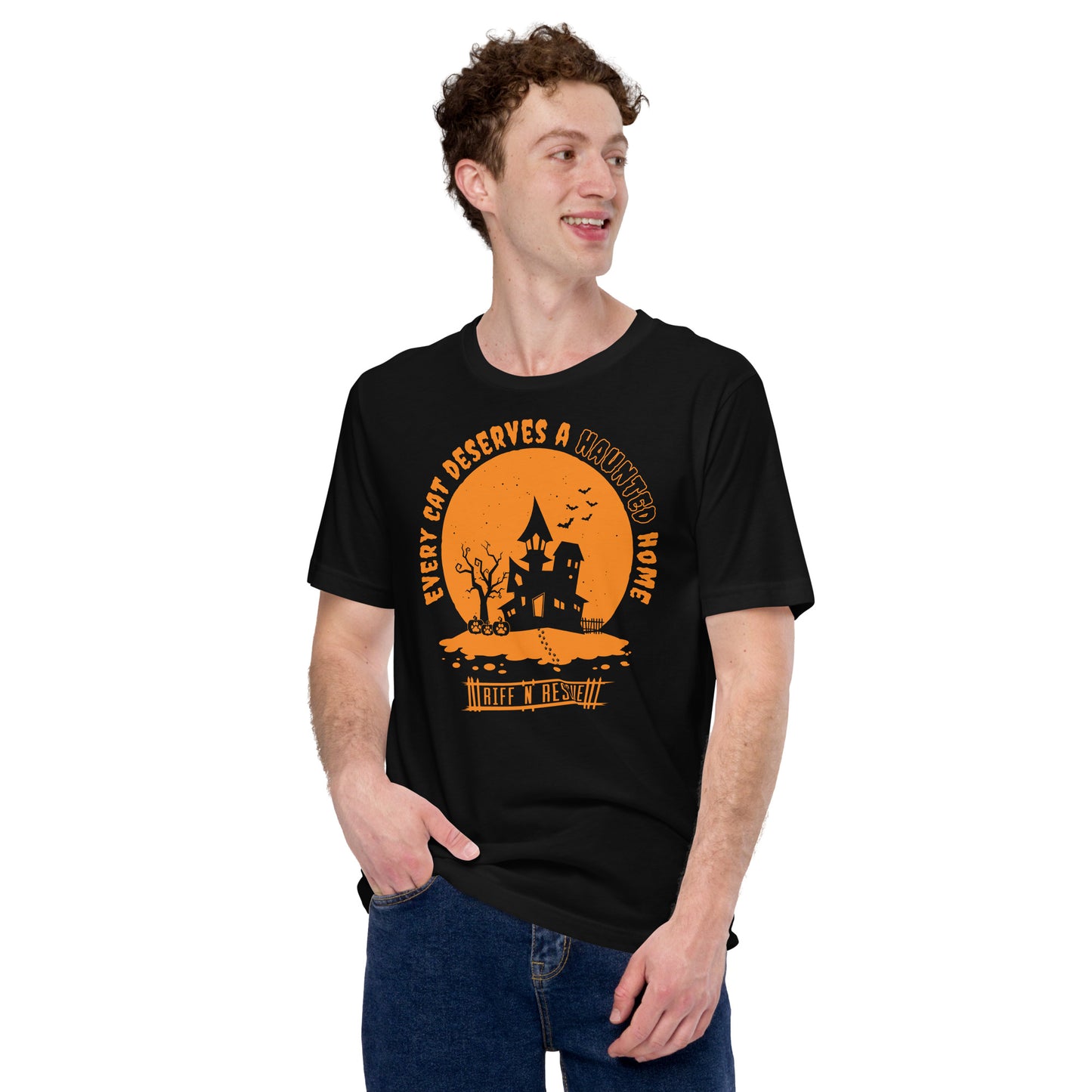 Haunted Cat Home Unisex t-shirt