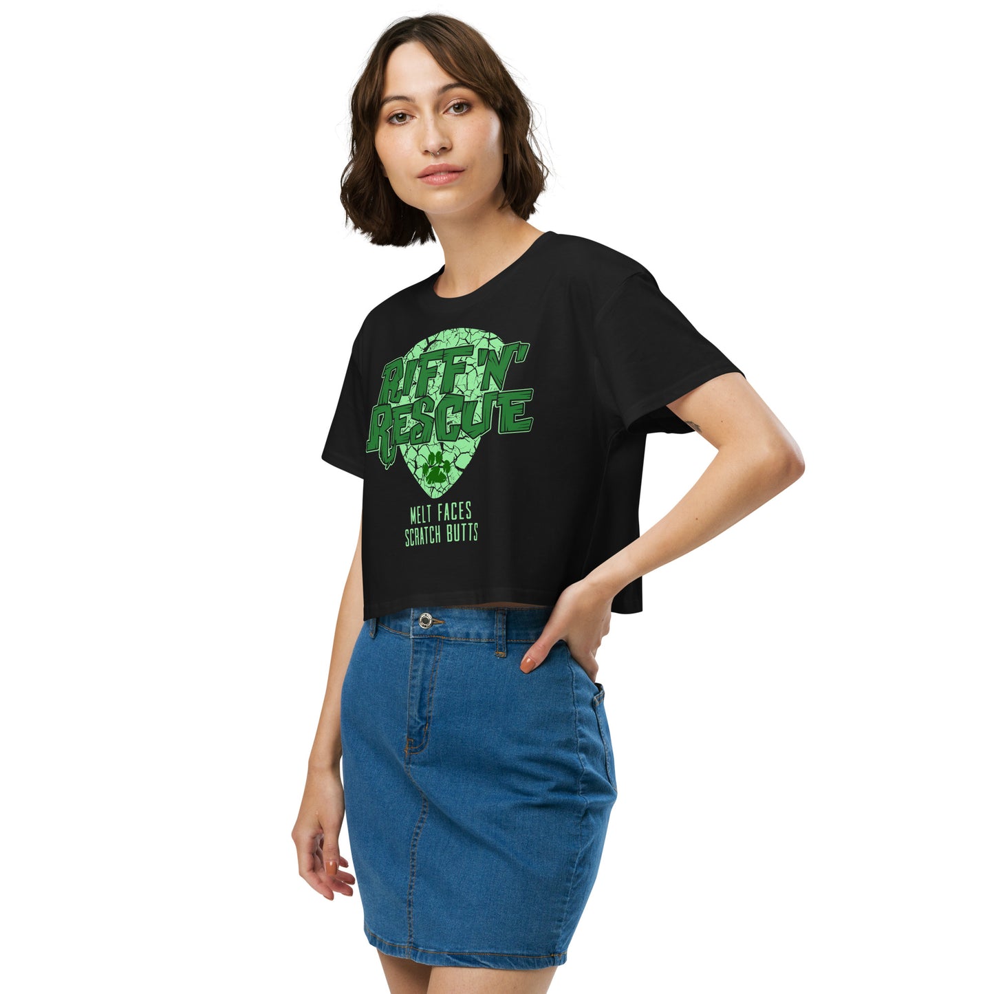 Crackle Green Crop Top