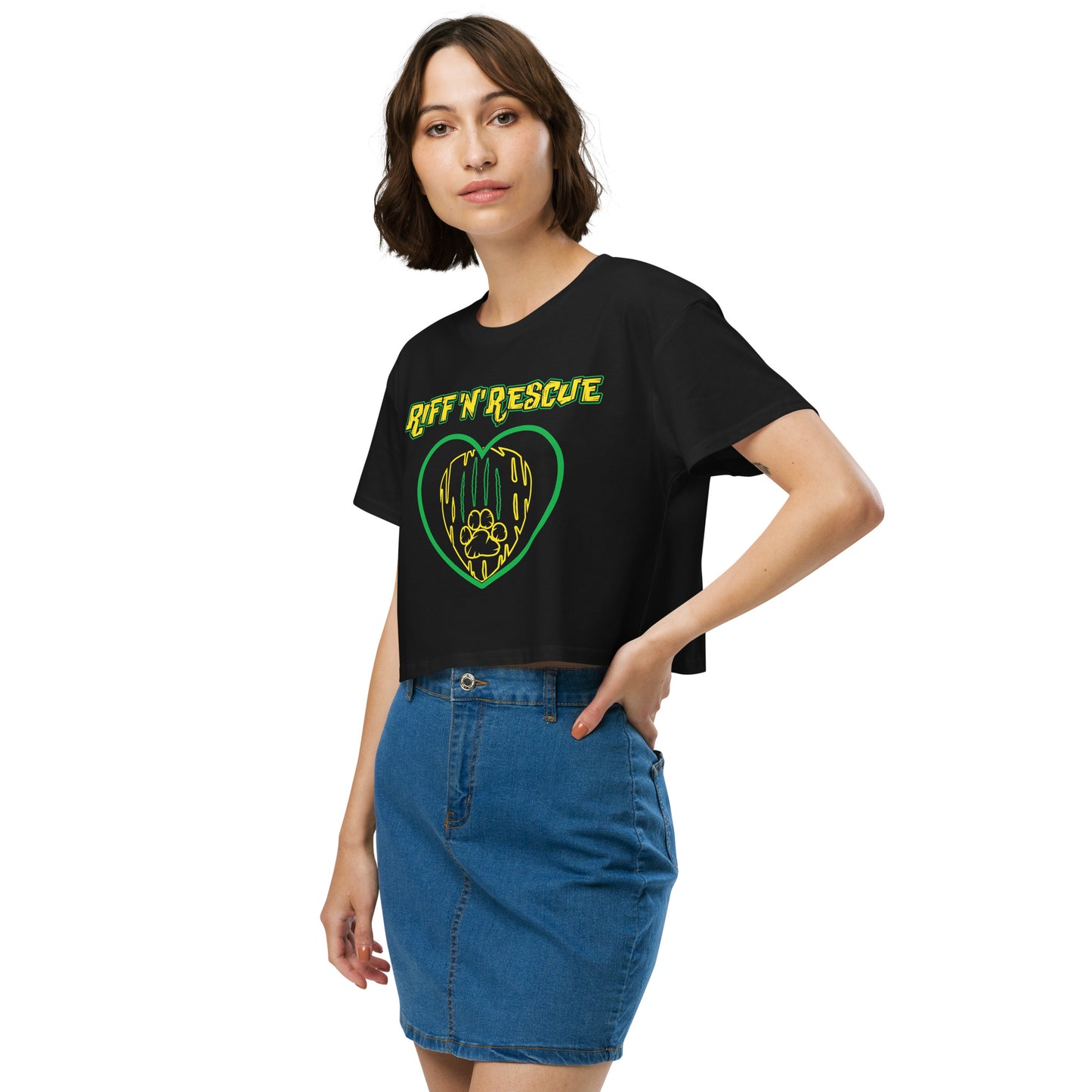 Hearts and Paws Yellow Cat Crop Top