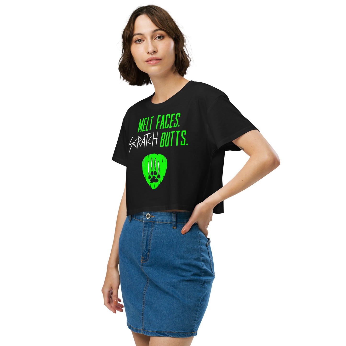 Melt Faces Cat Scratch Crop Top