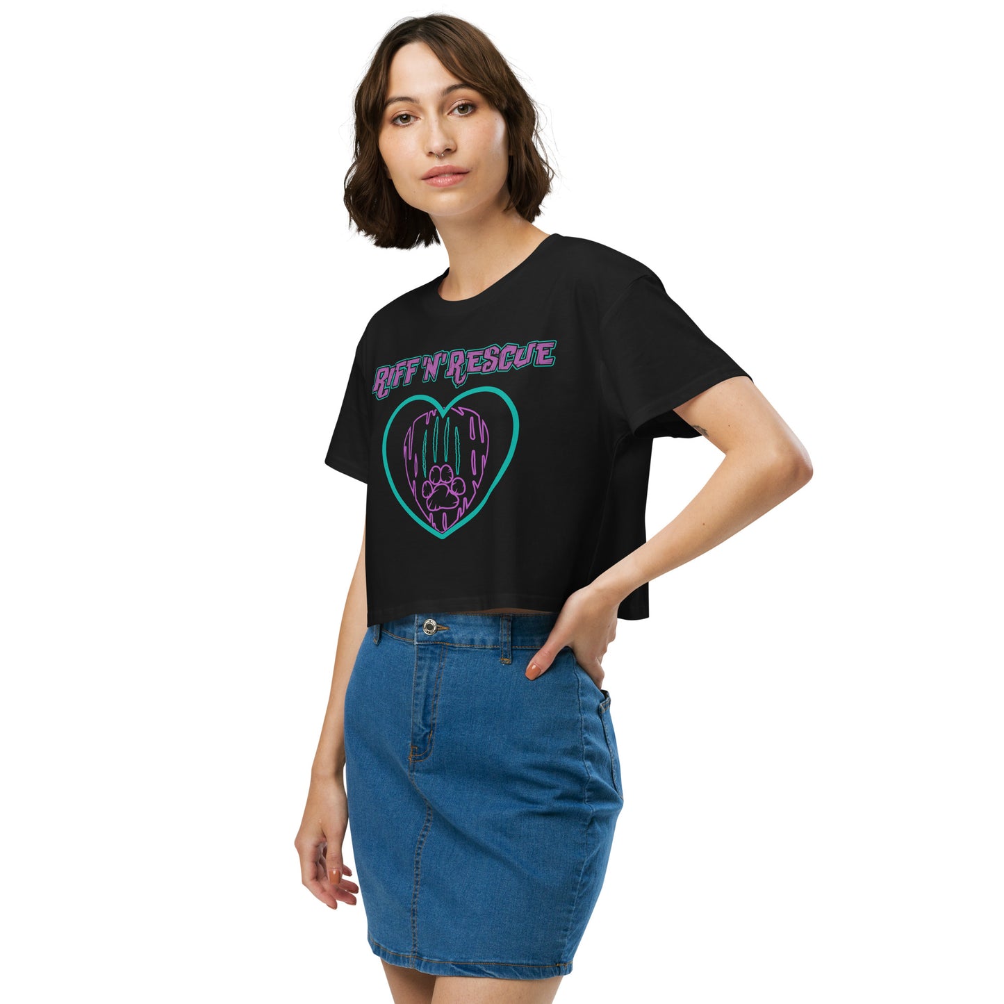 Hearts and Paws Pink Cat Crop Top