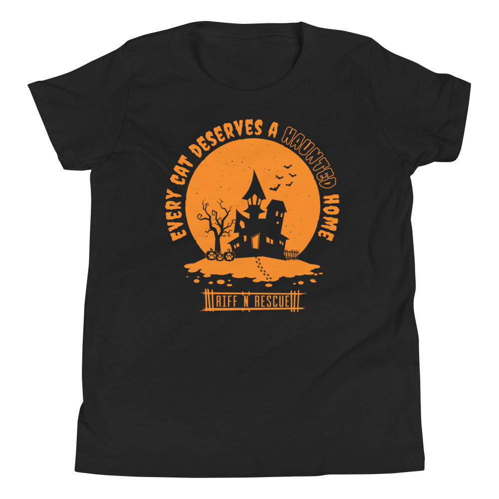 Haunted Cat Home Youth Short Sleeve T-Shirt