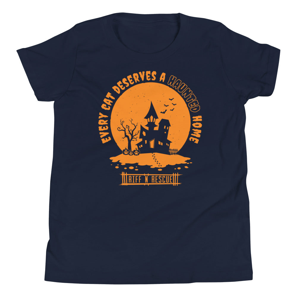 Haunted Cat Home Youth Short Sleeve T-Shirt