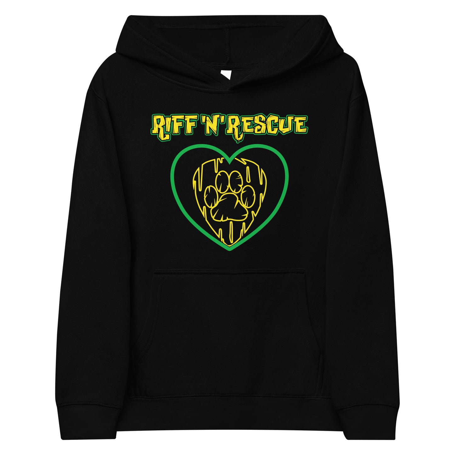 Hearts and Paws Green Cat Kids fleece hoodie