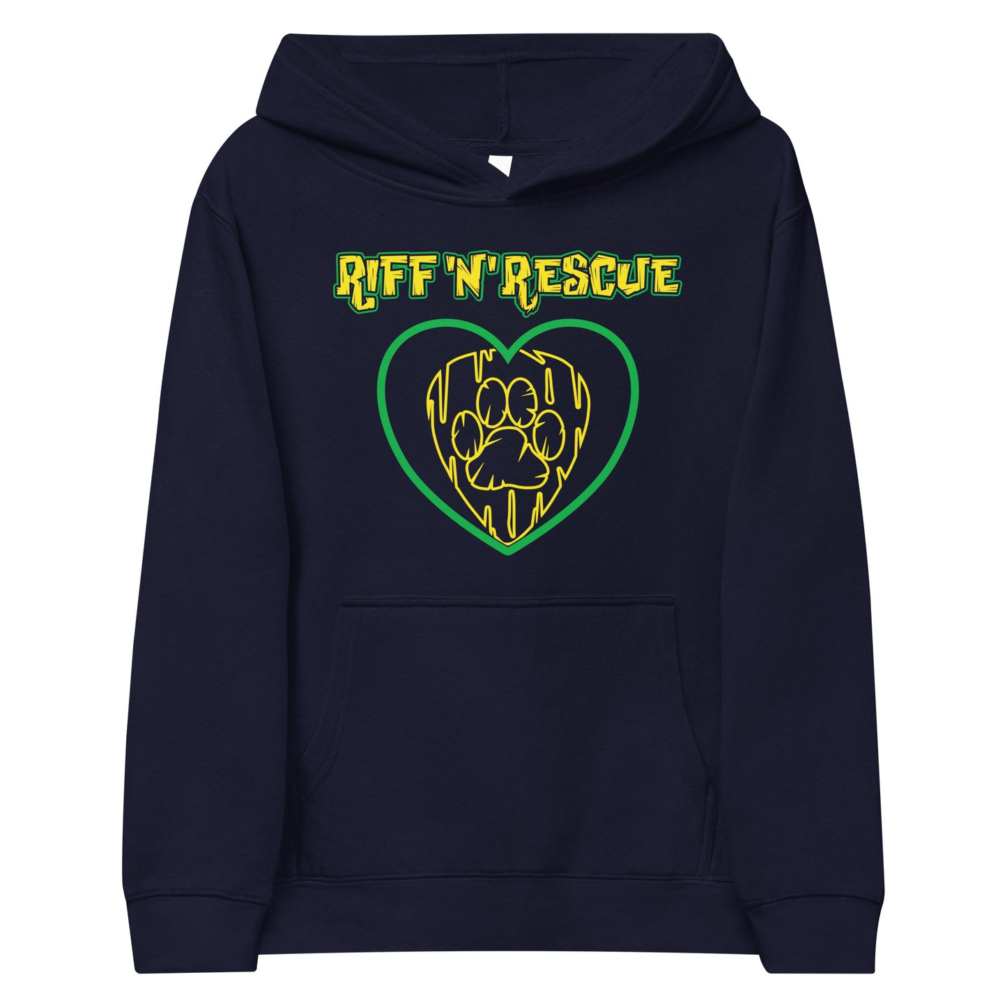 Hearts and Paws Green Cat Kids fleece hoodie