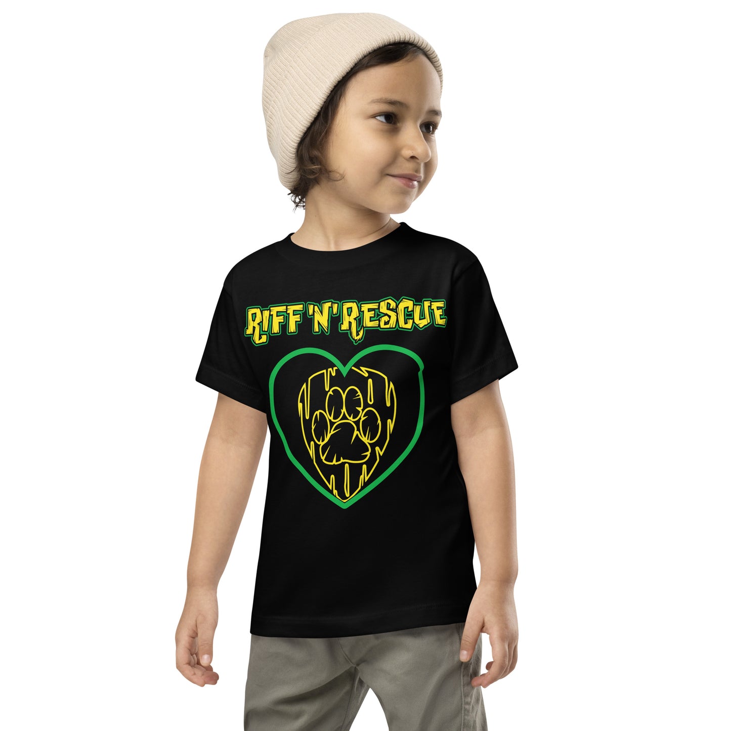Hearts and Paws Green Dog Toddler Short Sleeve Tee