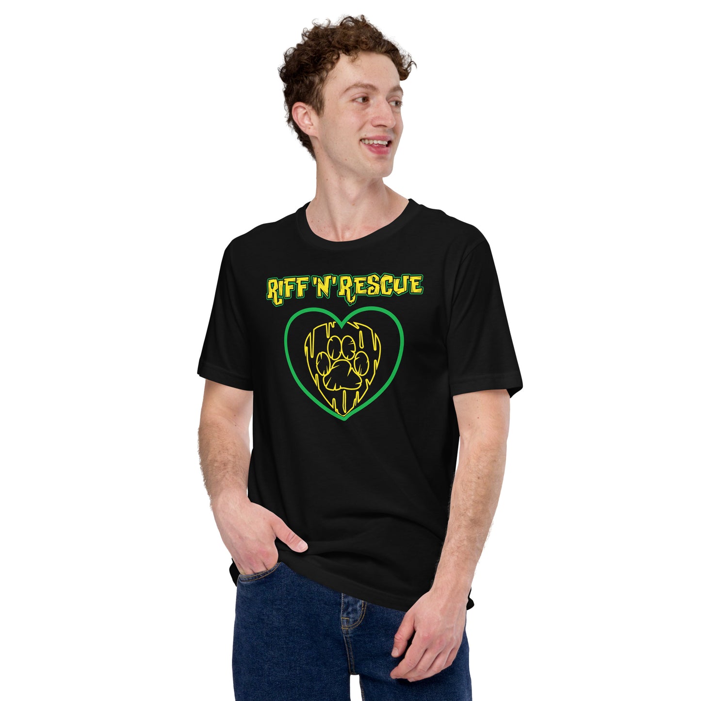 Hearts and Paws Green Dog Unisex T-shirt