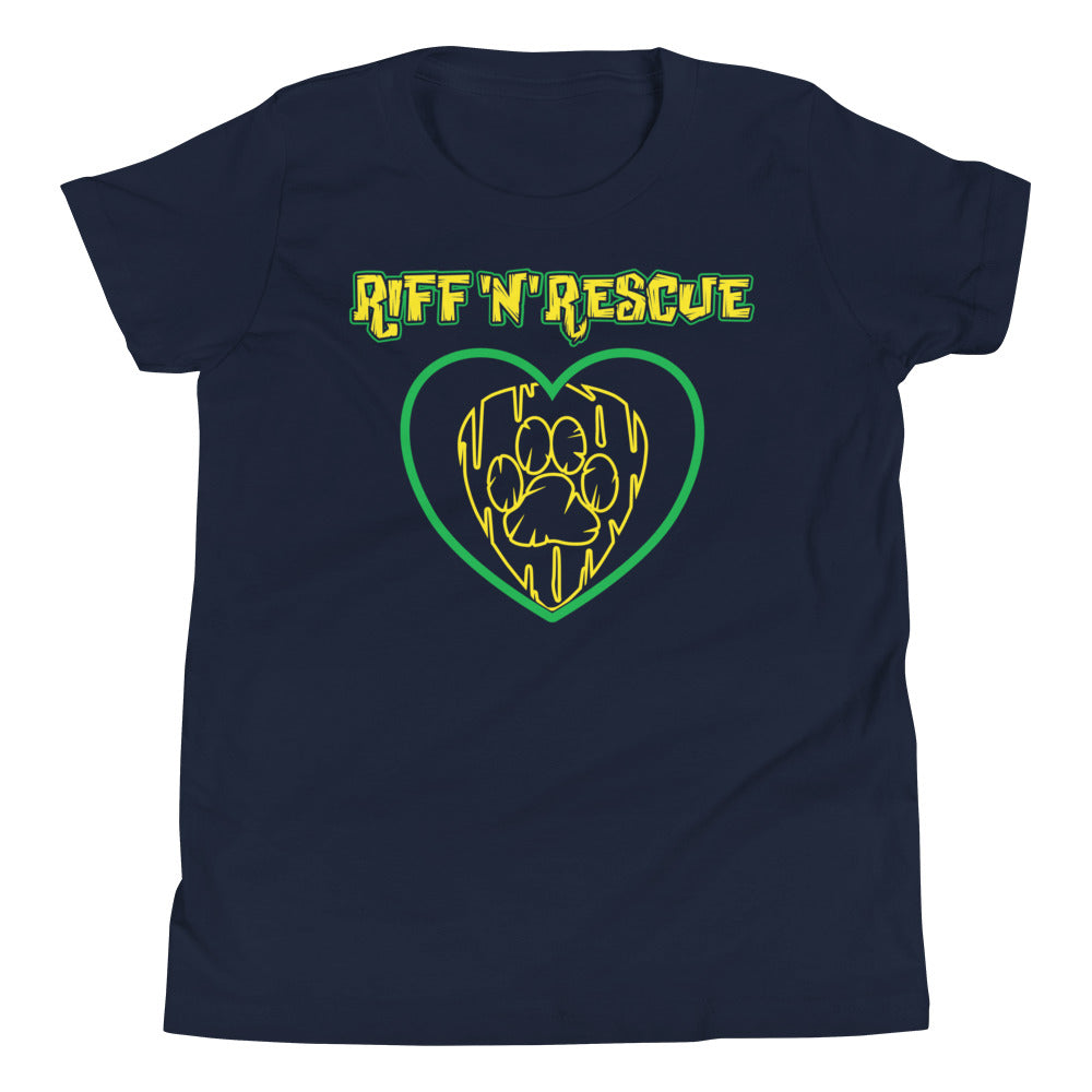 Hearts and Paws Green Dog Youth Short Sleeve T-Shirt