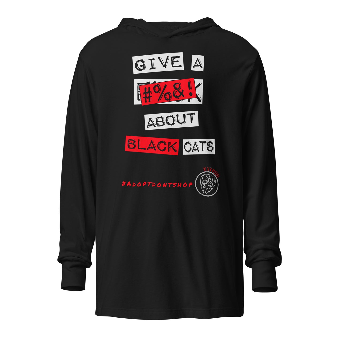 Give A #%&! About Black Cats Hooded long-sleeve tee