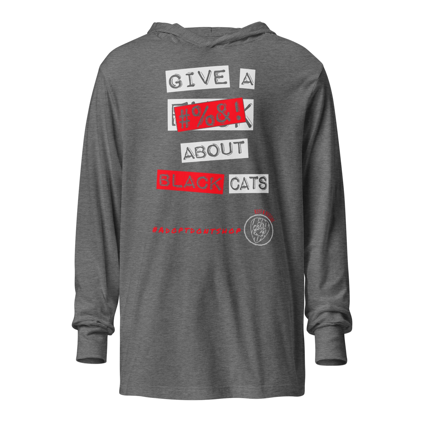 Give A #%&! About Black Cats Hooded long-sleeve tee