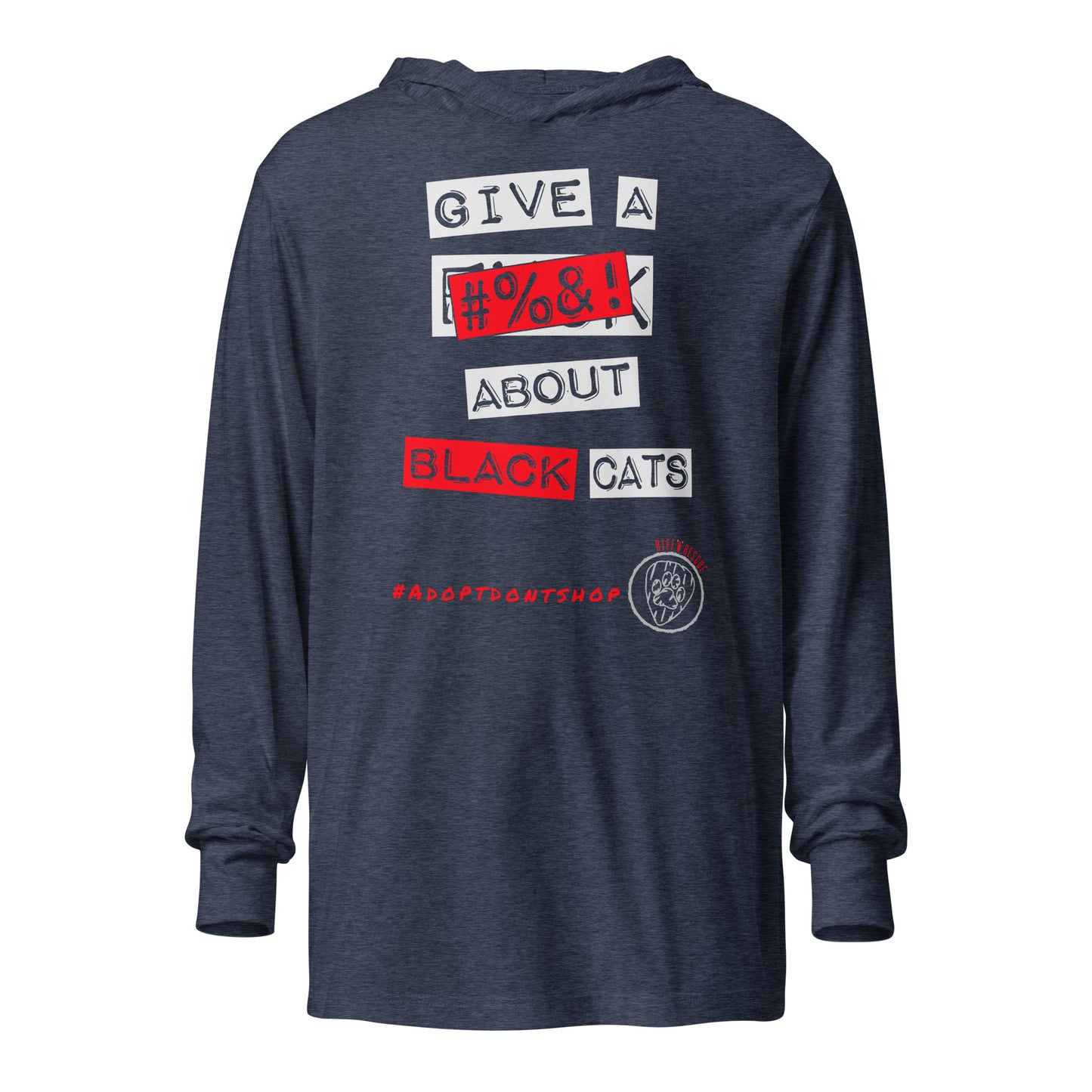 Give A #%&! About Black Cats Hooded long-sleeve tee