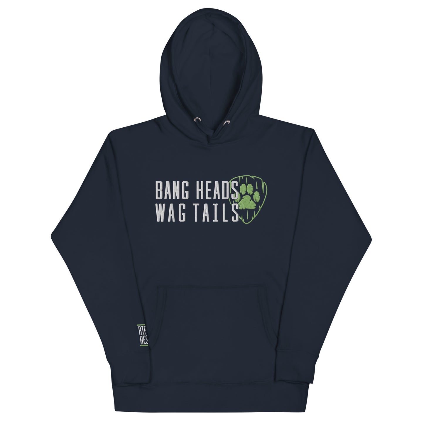 Bang Heads/Wag Tails Embroidered Unisex Hoodie (GREEN)