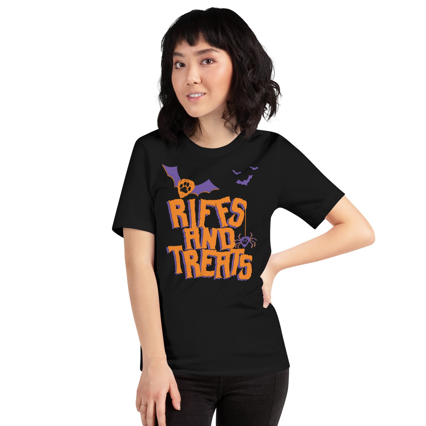 Riffs and Treats Unisex t-shirt (Front and Back)