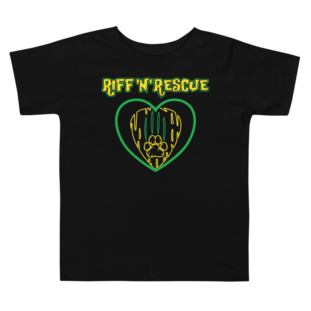 Hearts and Paws Green Cat Toddler Short Sleeve Tee