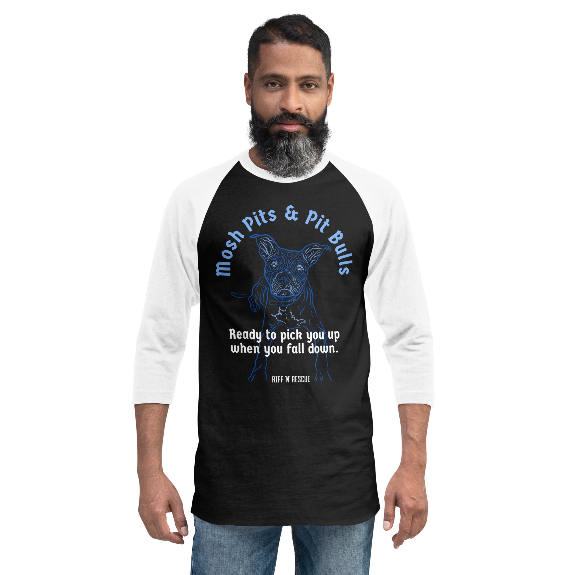 Mosh Pits and Pit Bulls Raglan – Riff 'N' Rescue