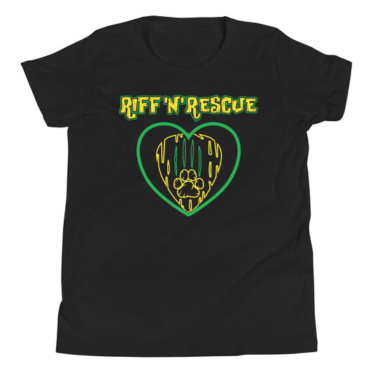 Hearts and Paws Green Cat Youth Short Sleeve T-Shirt